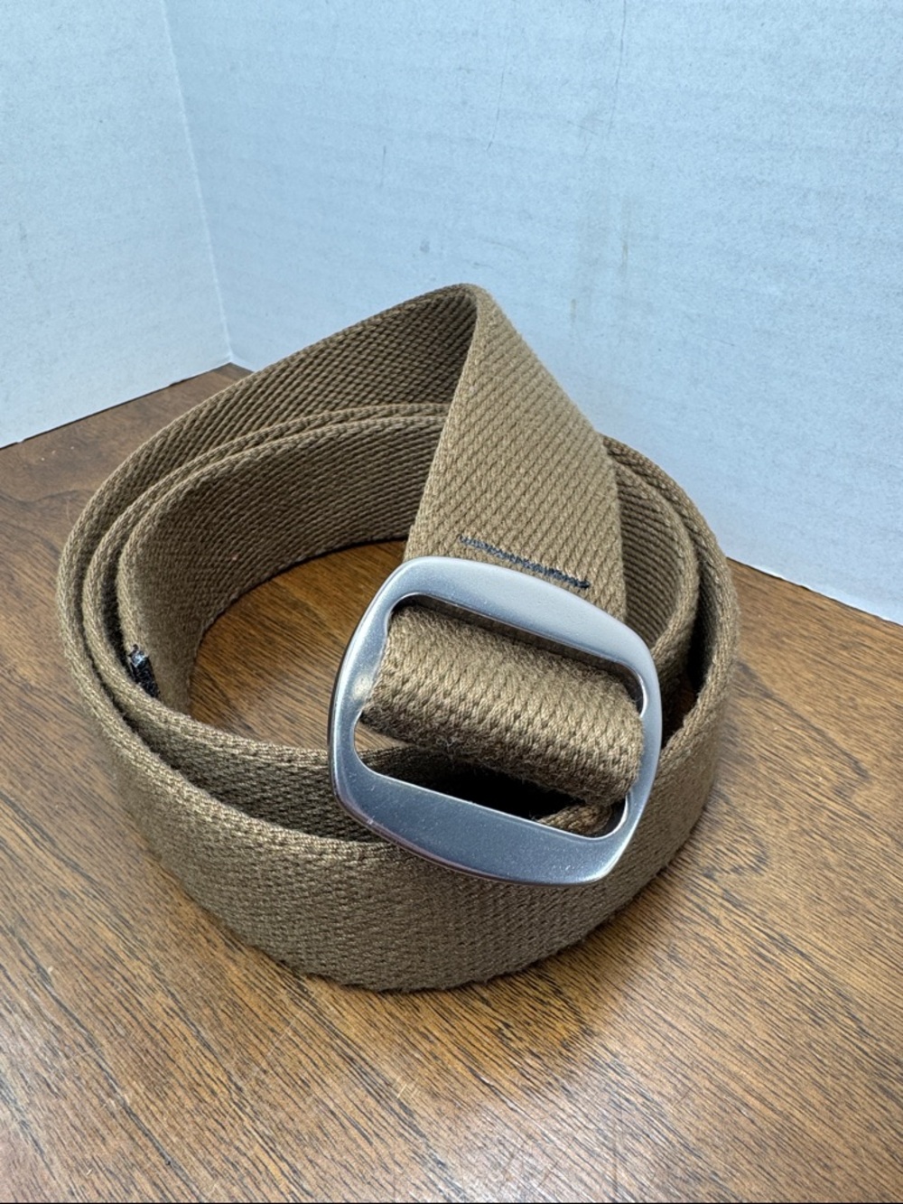Bison Designs Men Coyota Brown Tan Wide Nylon Webbing Belt w/ Metal Buckle, sz M
